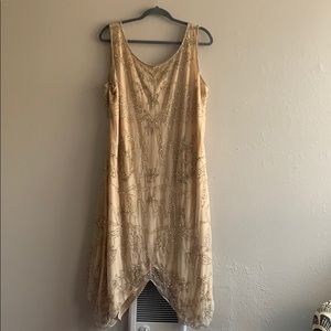 Beautiful beaded tan evening dress!